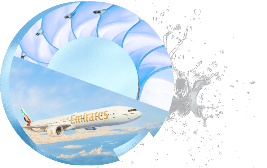 Emirates logo representing international flight options